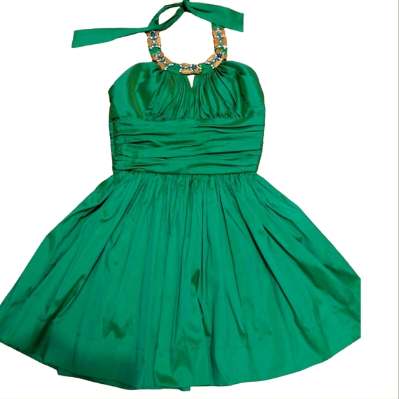 ASOS Petite | Dresses | Asos Petite Arty Tie Neck Mini Green Dress With  Stones Colors Green | Poshmark